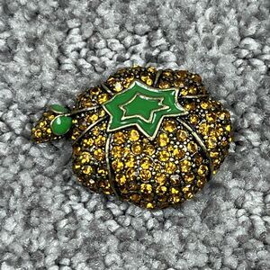 Heidi Daus Tomato Brooch Pin Gold Yellow Rhinestone Sewing Notion